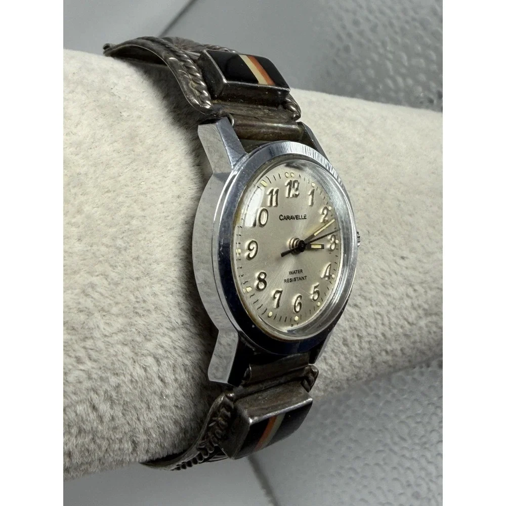 Caravelle Native Indian‎ Style Band Sterling Silver 24MM 5.75